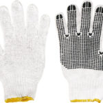 Megztos darbinės pirštinės su PVC taškeliais